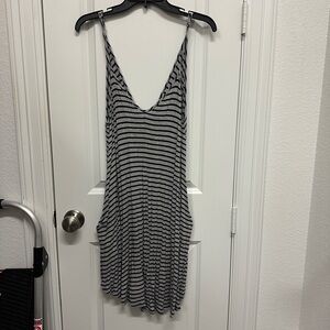 Mimi Chica Navy and Gray Striped Dress